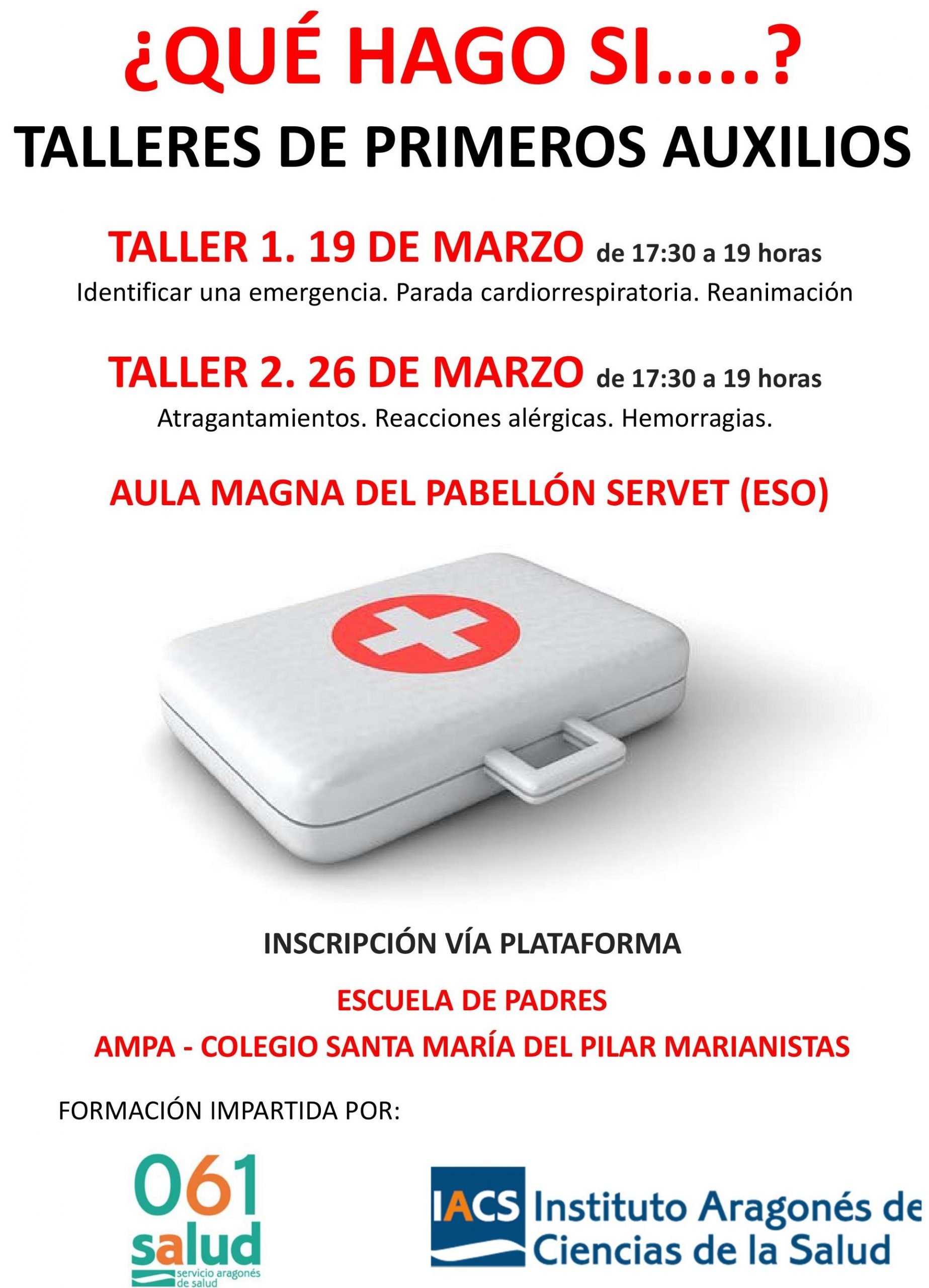 Cartel primeros auxilios cambio de aula